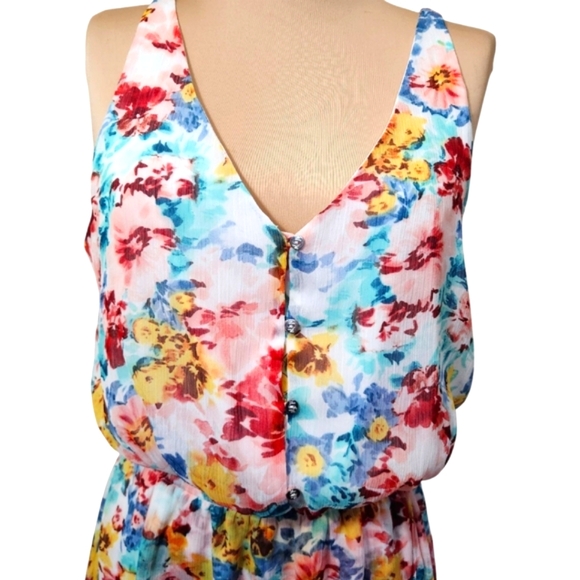 GUESS Floral Print Scoop Neck Mini Dress - Picture 4 of 14